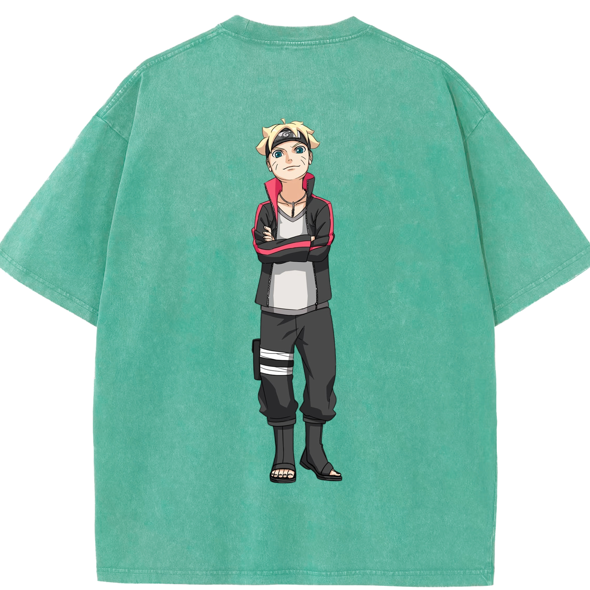 （画像用） NARUTO -ナルト- うずまき ボルト Uzumaki Boruto 綿100% ヴィンテージ風 半袖Tシャツ（背面プリント）